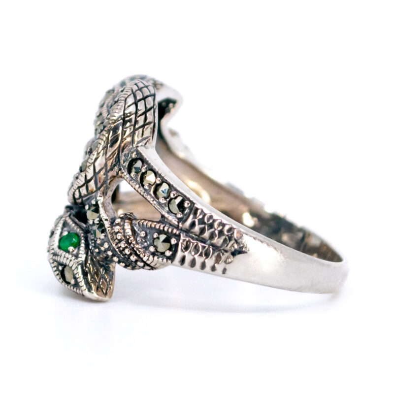 Emerald Marcasite (Pyrite) 925' Silver Snake Ring 17648-3116 Image4