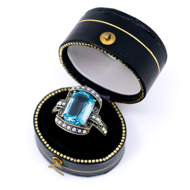 Marcasite (Pyrite) Pearl Topaz 925' Silver Ring 17649-3117 Image4