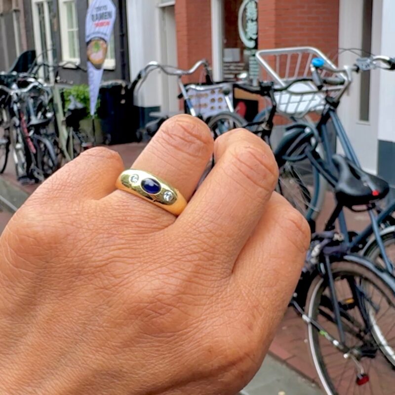 Diamond Sapphire 14k Gypsy Ring 17681-9252 Image2