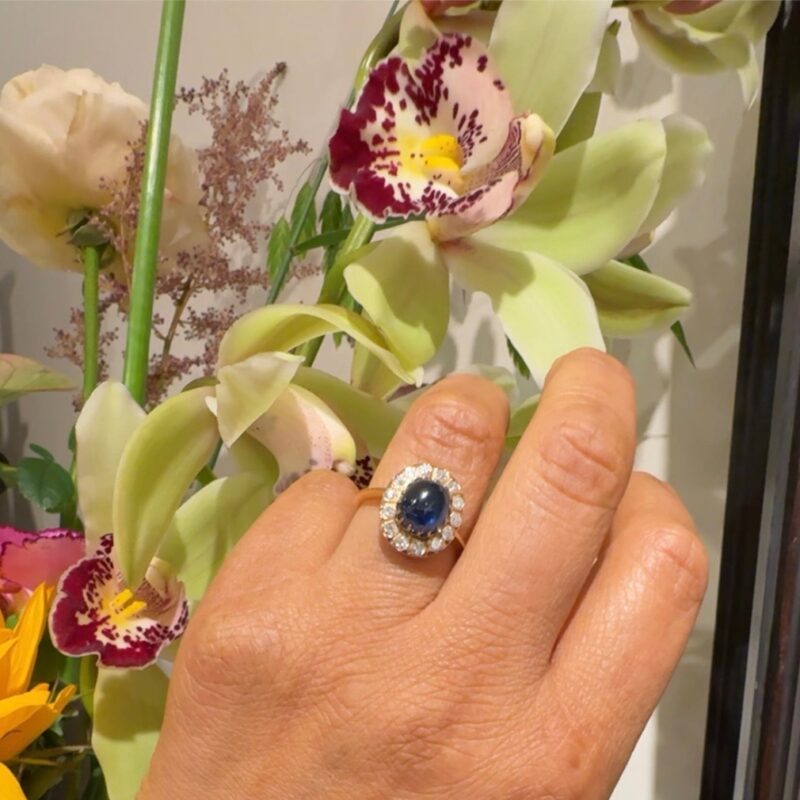 Saffier diamanten 18k clusterring 11499-2284 Afbeelding4