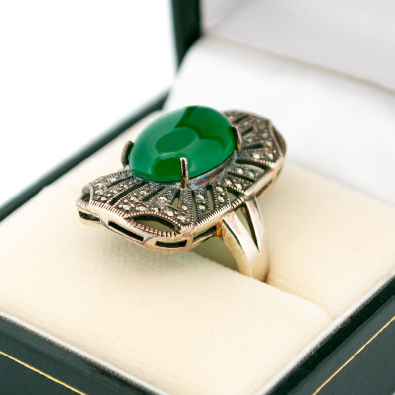 Agate Marcasite (Pyrite) Silver Ring 16772-2671 Image2