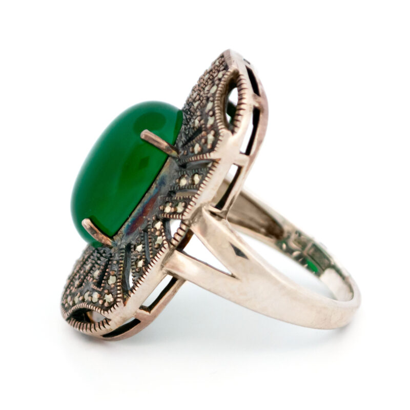 Agate Marcasite (Pyrite) Silver Ring 16772-2671 Image4