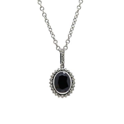 Marcasite (Pyrite) Onyx Silver Cluster Pendant 17107-2830 Image1