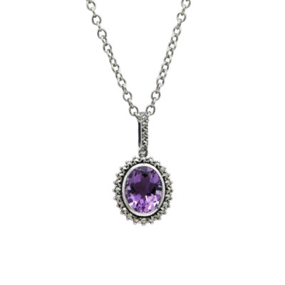 Amethyst Marcasite (Pyrite) Silver Cluster Pendant 17115-2838 Image1