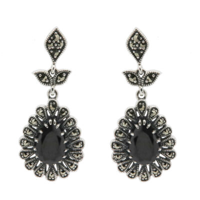Marcasite (Pyrite) Onyx 925' Silver Pendant Earrings 17127-2850 Image1