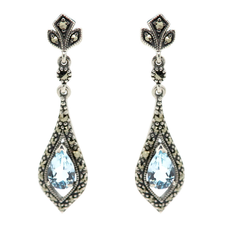 Marcasite (Pyrite) Topaz 925' Silver Drop Earrings 17131-2854 Image1