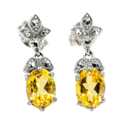 Citrine Marcasite (Pyrite) Silver Pendant Earrings 17144-2865 Image1