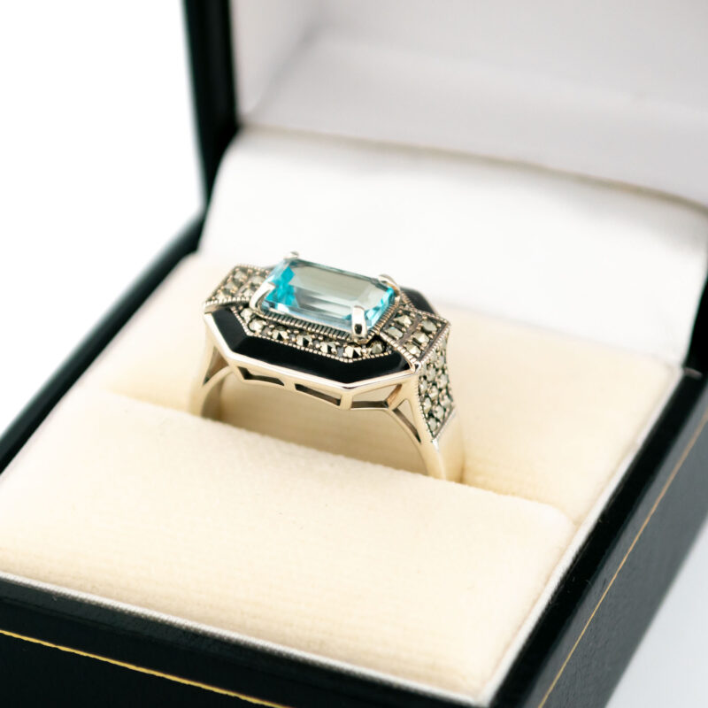 Enamel Marcasite (Pyrite) Topaz 925' Silver Ring 17654-3122 Image2
