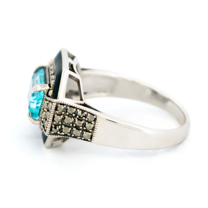 Enamel Marcasite (Pyrite) Topaz 925' Silver Ring 17654-3122 Image4