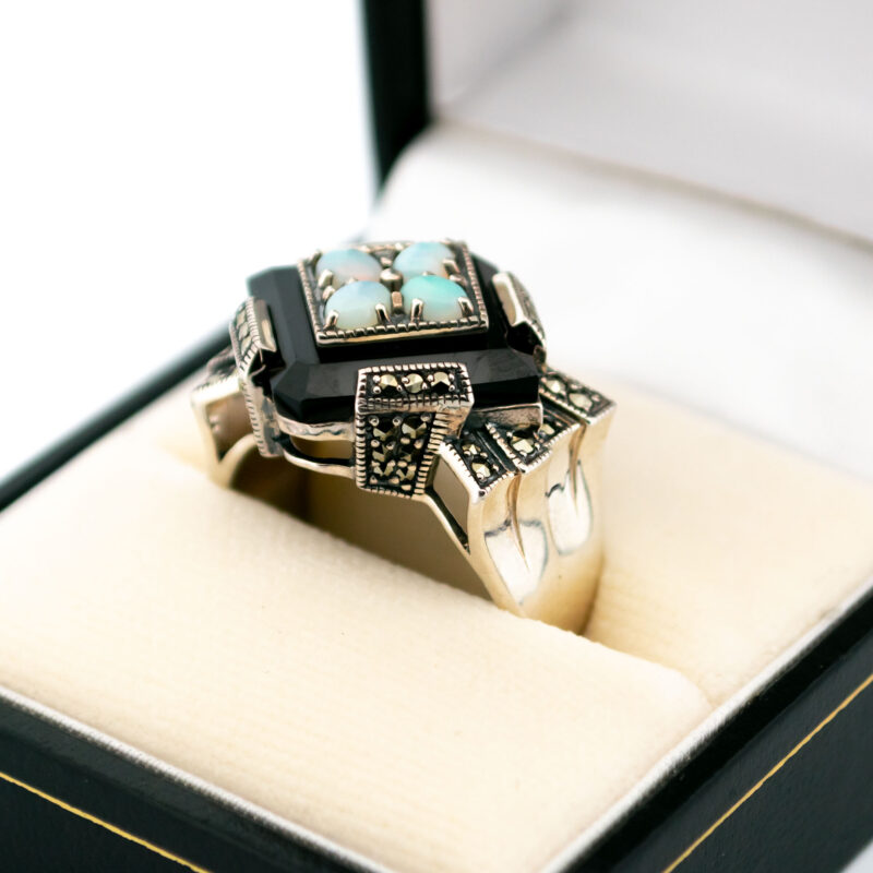 Marcasite (Pyrite) Onyx Opal 925' Silver Ring 17656-3124 Image2