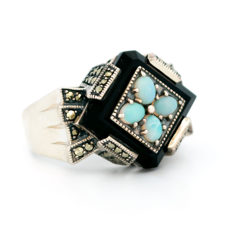 Marcasite (Pyrite) Onyx Opal 925' Silver Ring 17656-3124 Image3