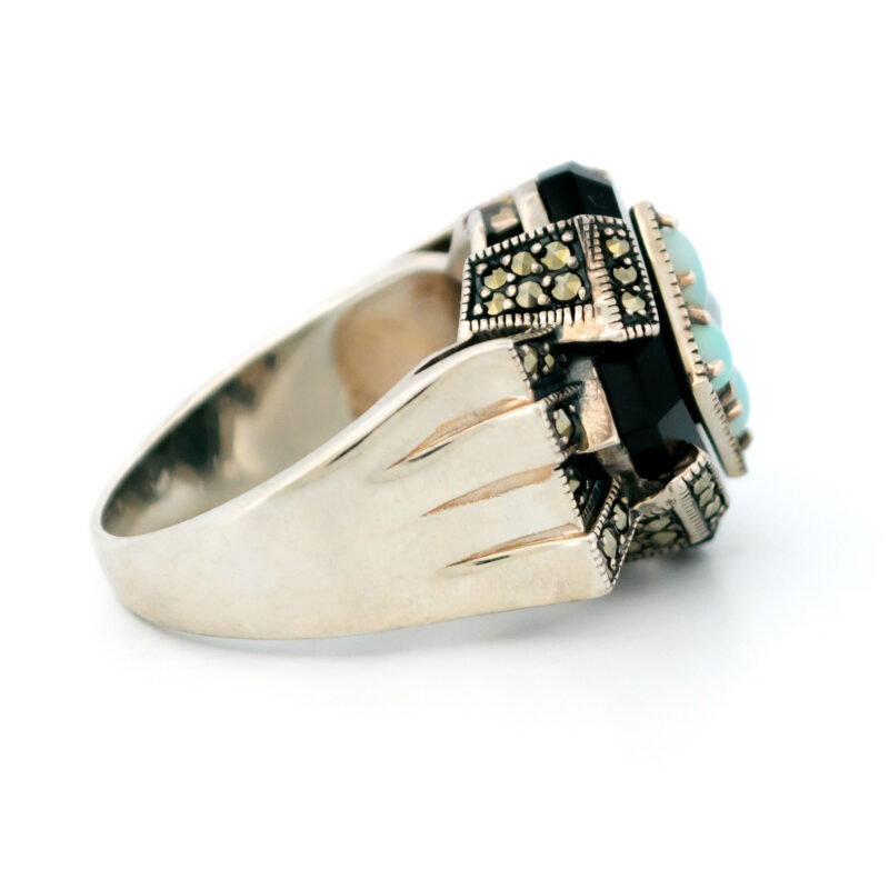 Marcasite (Pyrite) Onyx Opal 925' Silver Ring 17656-3124 Image4