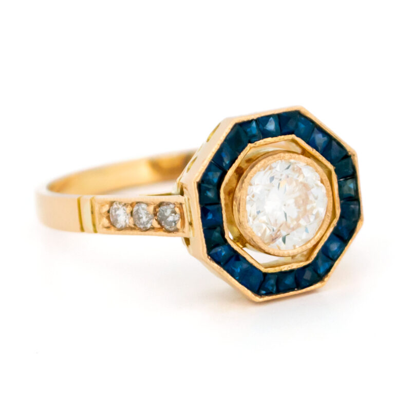 Diamond Sapphire 18k Octagon-Shape Ring 17739-5224 Image3