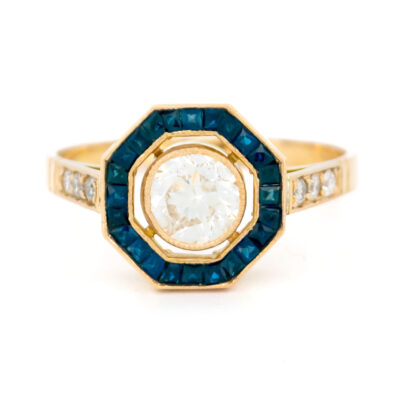 Diamond Sapphire 18k Octagon-Shape Ring 17739-5224 Image1