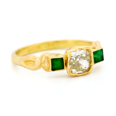 Diamond Emerald 18k Antique Ring 10677-6679 Image1