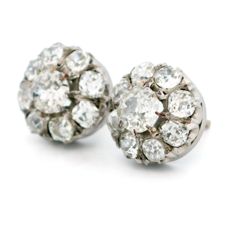 Diamond Old-Mine-Cut Diamond Old-Mine-Cut Diamond 14k Cluster Earrings 15922-8679 Image4