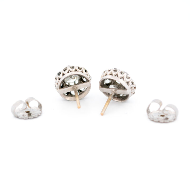 Diamond Old-Mine-Cut Diamond Old-Mine-Cut Diamond 14k Cluster Earrings 15922-8679 - Image 6