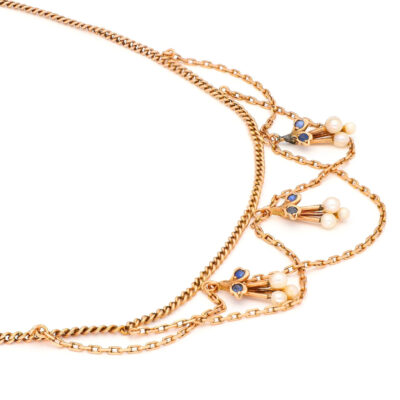 Pearl Sapphire 14k Festoon Necklace 17440-9198 Image1