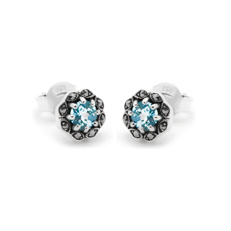 Marcasite (Pyrite) Topaz 925' Silver Cluster Earrings 17899-3226 Image1