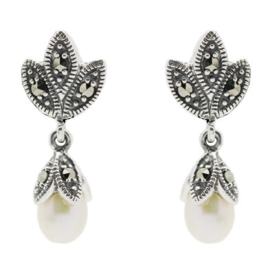 Marcasite (Pyrite) Pearl 925' Silver Pendant Earrings 17905-3230 Image1