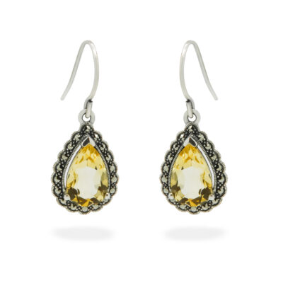 Citrine Marcasite (Pyrite) 925' Silver Pendant Earrings 17912-3237 Image1