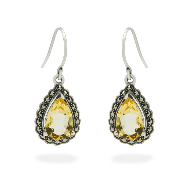 Citrine Marcasite (Pyrite) 925' Silver Pendant Earrings 17912-3237 Image1