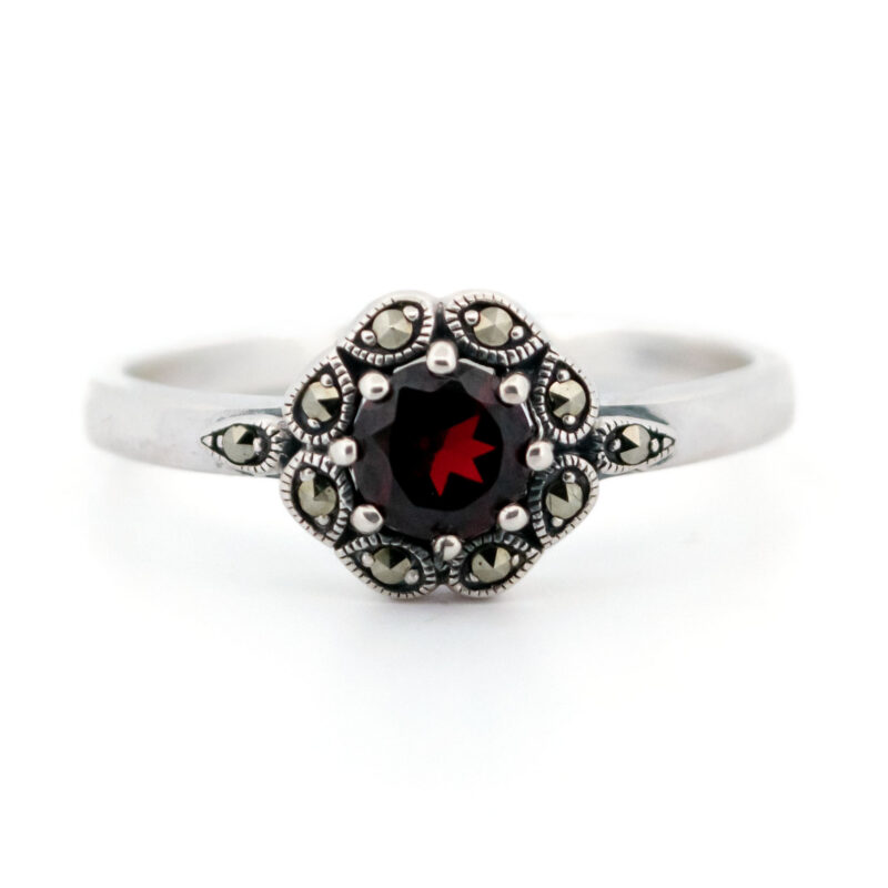 Garnet Marcasite (Pyrite) 925' Silver Ring 17916-3241 Image1