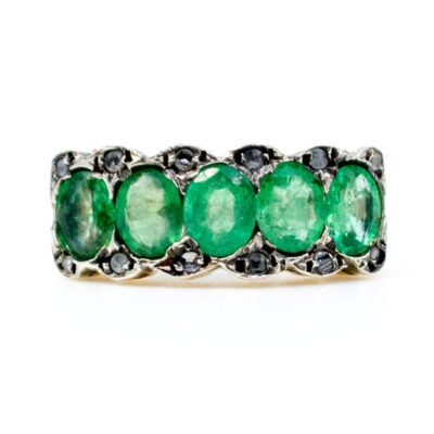 Diamond Emerald Silver 9k Row Ring 17925-9333 Image1