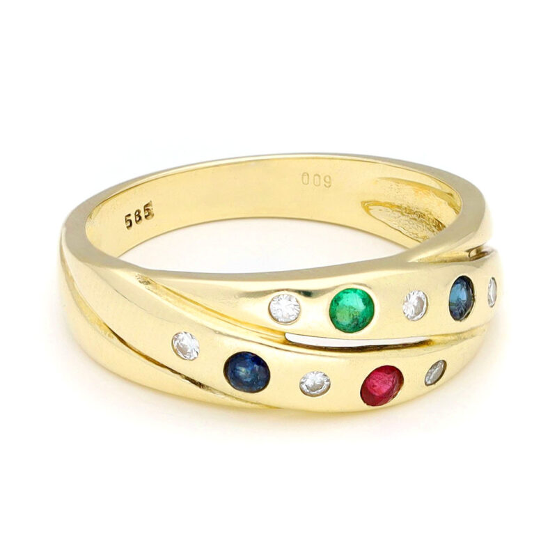 Diamond Emerald Ruby Sapphire 14k Swirl Ring 17886-9327 Image2