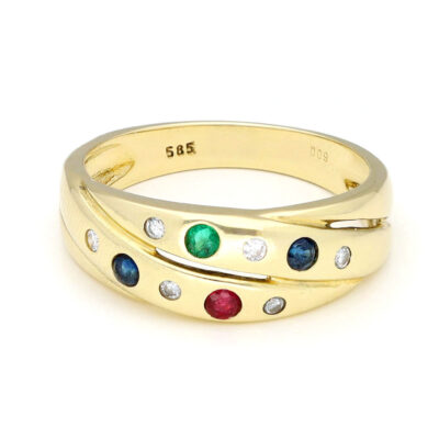 Diamond Emerald Ruby Sapphire 14k Swirl Ring 17886-9327 Image1