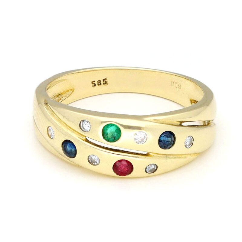 Diamond Emerald Ruby Sapphire 14k Swirl Ring 17886-9327 Image1