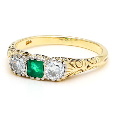Diamond Emerald 14k Row Ring 17887-9322 Image2