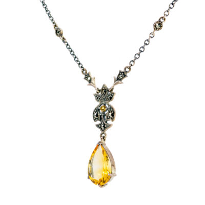 Citrine Marcasite (Pyrite) Silver Lavalier Necklace 17095-2818 Image1