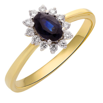 Diamond Sapphire 14k Cluster Ring 18368-9490 Image1