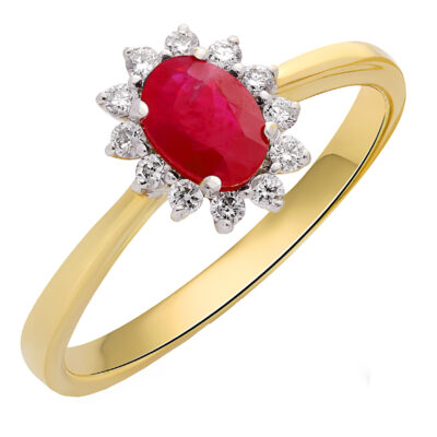 Diamond Ruby 14k Cluster Ring 18369-9491 Image1