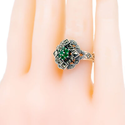Emerald Marcasite (Pyrite) 925' Silver Cluster Ring 18210-3358 Image2