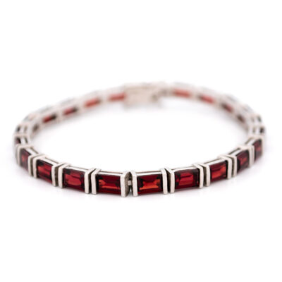 Garnet 925' Silver Tennis Bracelet 18252-3395 Image1