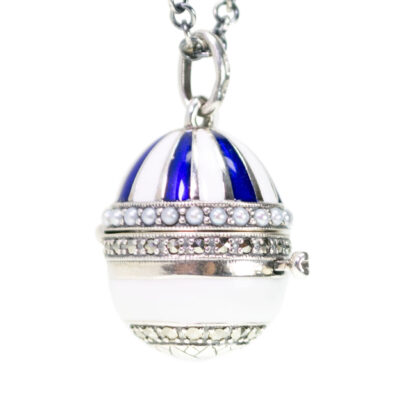 Enamel Marcasite (Pyrite) Pearl 925' Silver Champlevé Pendant 18271-3414 Image1