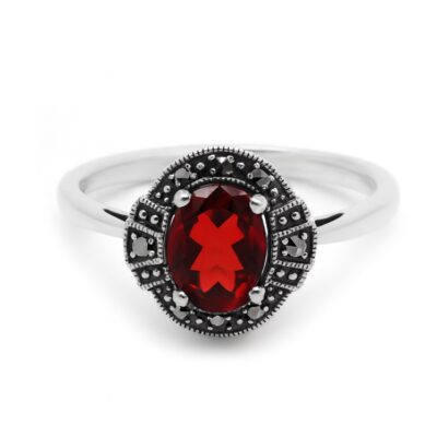 Garnet Marcasite (Pyrite) 925' Silver Ring 18398-3461 Image1