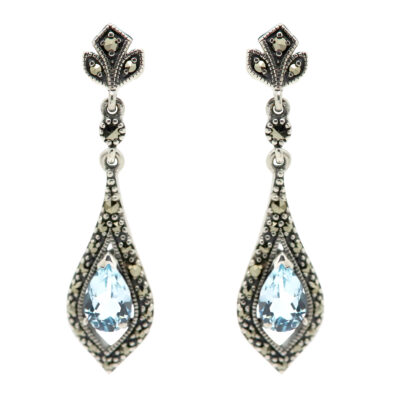 Marcasite (Pyrite) Topaz 925' Silver Drop Earrings 18406-3469 Image1