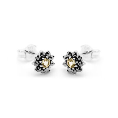 Citrine Marcasite (Pyrite) 925' Silver Cluster Earrings 18410-3473 Image1