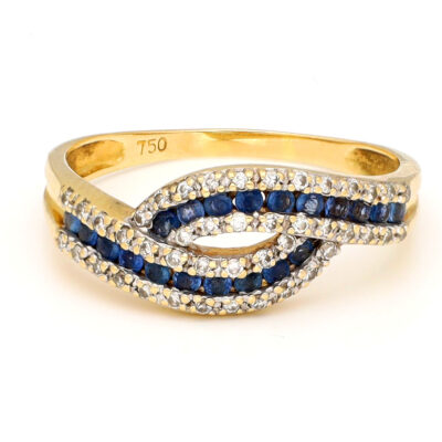 Diamond Sapphire 18k Crossover Ring 18549-9551 Image1