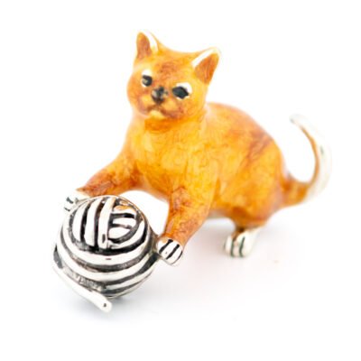 Enamel 925' Silver Cat Playing Ball Miniature 18537-3279 Image1