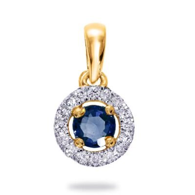 Diamond Sapphire 14k Halo Pendant 18621-9599 Image1