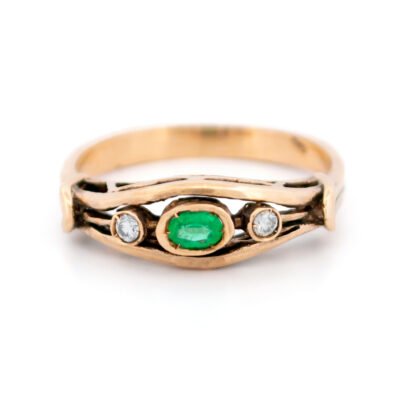 Diamond Emerald 9k Trilogy Ring 18630-9601 Image1