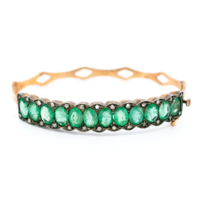 Diamond Emerald 9k Silver Bracelet 10344-6543 Image1