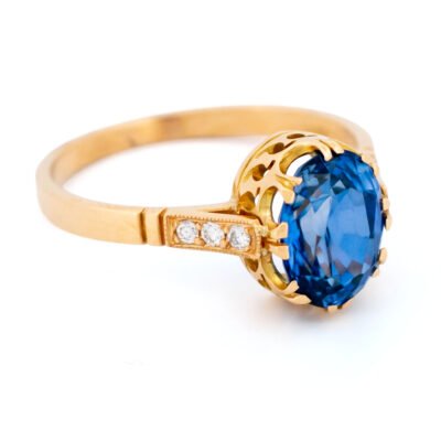 Diamond Sapphire 18k Solitaire Ring 17996-5229 Image2