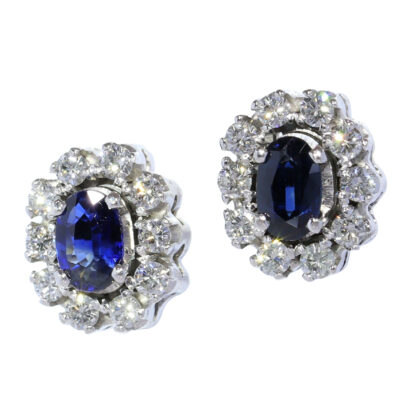 Diamond Sapphire 18k Cluster Earrings 18629-9600 Image2