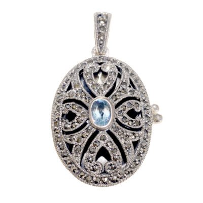 Marcasite (Pyrite) Topaz 925' Silver Oval-Shape Pendant 18760-3552 Image1