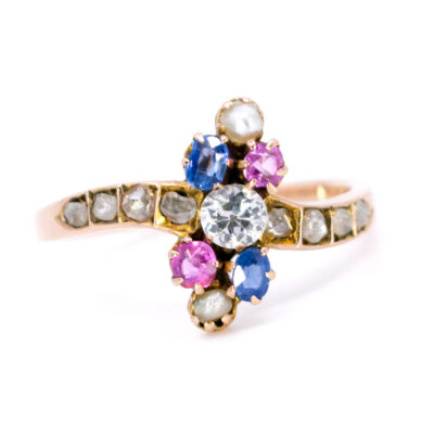 Diamond Pearl Ruby Sapphire 14k Multi-Gemstone Ring 10242-2245 Image1